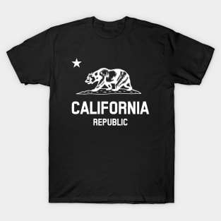 California Republic 'bear flag revolt' - white print T-Shirt